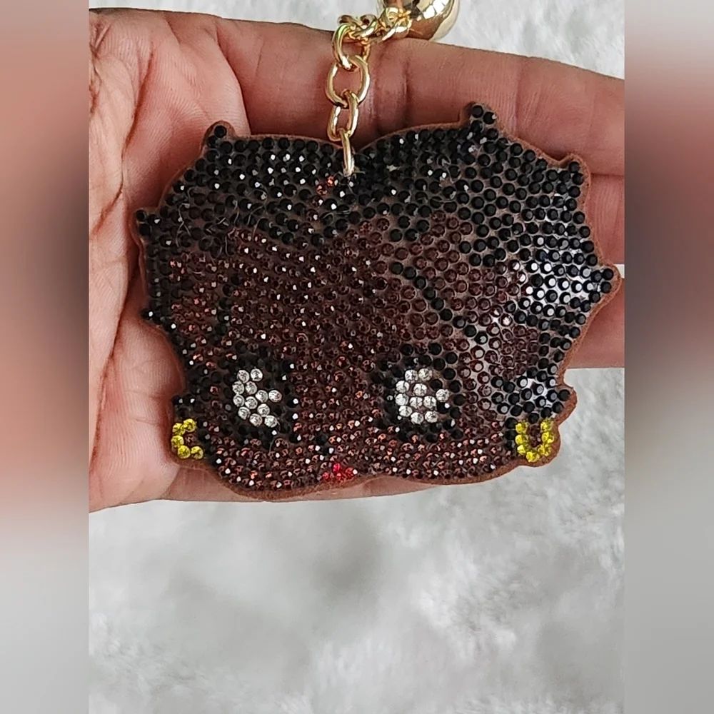 African American Betty Boop Cartoon Rhinestone Keychain Bag Charm
